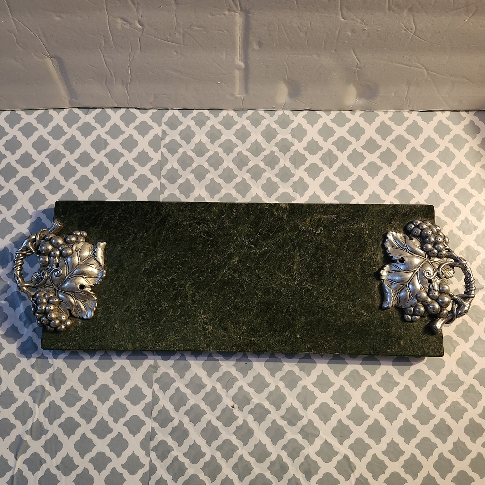 Vintage Arthur Court Green Marble Cheese Tray